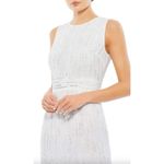 Mac Duggal  Sequined Tea Length Geometric Beaded Dress Sheath Dress White Womens Photo 1