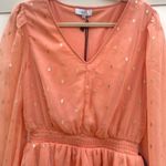 NSR Nordstrom Tyler Metallic Long Sleeve Clip Dot Mini Dress Orange Peach M Size M Photo 6
