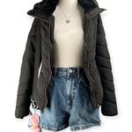 ZARA Basic Puffer Jacket Women’s Small Black Hooded Quilted Winter Y2K Outerwear Photo 0