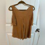 Free People  Tan/Mustard Cold Shoulder Tee Photo 5