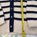 Madewell  Striped Navy Cream V Neck S Button Front Knit Cardigan Sweater Women Photo 3