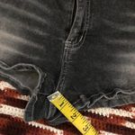 Y2K Goth Grunge Mcbling Micro Mini Baddie Bimbo Low Rise Denim Jean Shorts Cross Wings Bedazzled Rhinestone Studded Gray Black Faded Wash #biker #subversive #whimsygoth #cyber #punk acubi Measurement in pics Photo 5