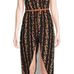 No Boundaries  Walk Thru Black Short Sleeve Floral High Low V Neck Romper Dress S Photo 0