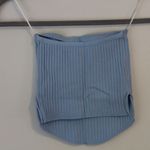 Amazon Blue Strapless Ribbed Two Piece Set Photo 5