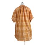 Never A Wallflower Elastic Sleeve Dress Blue Plaid Printed Cotton Orange Size XS Photo 6