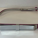 White House | Black Market Silver Bow Pink Suede Belt Size M Genuine Leather Photo 0