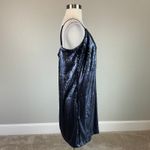 AQUA Sequined Sleeveless Mini Shift Cocktail Dress Navy Blue Size 12 Large by  Photo 2