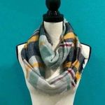 Plaid blue and yellow infinite scarf Photo 0