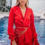 Elegant Red Long Sleeve Dress Size 0 Photo 1