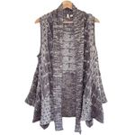 Anthropologie Moth Lavena Pointelle Vest Womens XS Gray Draped Crochet Cardigan Photo 2