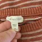 Garnet Hill  Organic Linen Striped Knit Sweater Rust White Long Sleeve Medium Photo 2