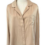 Crescent  Tan Blouse Women's Large Style CT7113 Lightweight Satin Look Top Photo 0