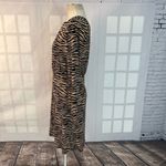 Loft tiger animal print brown and black slinky long sleeve dress size 4 petite Photo 5