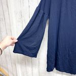 ZARA Trafaluc Shirt Women Sz Small Navy Blue Boat Neck Flare Long Sleeve Blouse Photo 1