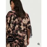Torrid Brown&Black Tie Dye Fringe Kimono Sz.1/2 NWT Photo 3