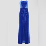 Liv Foster Velvet Strapless Gown in Canary Blue Size 14 Photo 1