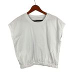 Madewell Womens White Boxy Cropped T-Shirt Top Medium 100% Cotton Photo 0
