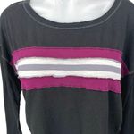 Free People Black Multicolor Striped Knit Long Sleeve Pullover Tee T-Shirt Top S Photo 2