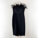 LPA  Aurora Ostrich Feather Strapless Midi Cocktail Dress Black Small Photo 3