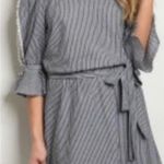 Grifflin Paris Gray White Striped Off Shoulder Dress Size Medium 100% Rayon Photo 0