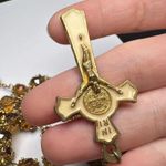 Brown AB Crystal Beaded Rosary Cross Necklace Christian/Catholic INRI Religious Photo 7