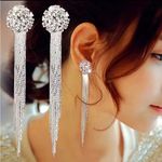 Rhinestone Tassel Earrings | Luxury Statement | NWT Silver Photo 2
