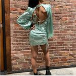 For Love & Lemons Lennox Metallic Mint Green Mini Dress Photo 4