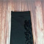 Zac and Rachel  Black Velvet Damask Trim Fleece Lined Leggings Photo 4
