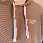 Abercrombie & Fitch Abercrombie Waffle Knit Hoodie Cozy Minimalist Layering Top Sage Y2K 90s Soft Photo 3