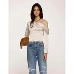 Heartloom  Keely Top Satin Off the Shoulder Long Sleeve Champagne Sz M‎ Photo 13