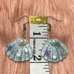 Handmade Pastel Blue Kawaii Glitter Star Confetti Resin Seashell Earrings Photo 2