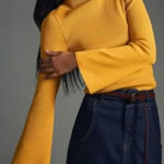 Anthropologie ‎ Maeve Yellow Micro Rib Flare Long Sleeve Sweater Photo 0