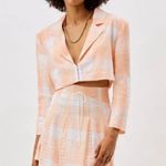 For Love & Lemons Eugenie Peach Gingham Crop Blazer Photo 0