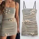 ZARA  3D Floral Tulle Dress NEW Photo 1