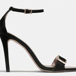 Coach Hampton Black Leather Heels Gold Buckle Detail ankle strap US Size 9.5B Photo 2