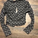 Wet Seal Black and White Patterned V-neck open back top size large cropped Photo 4