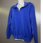 Liz Sport Vintage Sweatshirt Womens Small Blue Quarter Zip Mock Neck Nautical 90s Photo 2