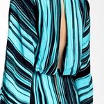 Elizabeth and James  Aqua Striped Silk Open-Back Dolman Mini Dress – Size 4 NEW Photo 5