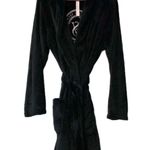 Victoria's Secret  Womens Size M/L Signature Black Plush Pocket Robe Soft Short Photo 2