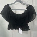 WAYF  Black Flutter Sleeve Crop Top Size XS NWT Photo 0