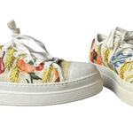 J Slides Women's 9 Noir Floral Embroidered Platform Sneaker‎ White Beige Artsy Photo 0