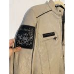 Ed Hardy  Womens Grey Genuine Leather Biker Moto Jacket Size L Photo 4