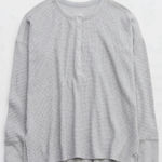 Aerie  offline waffle knit henley long sleeve tee top sweater wow oversized shirt Photo 0