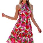 Cupshe  Floral Crossover Halterneck Mini Dress Size Medium Photo 0