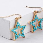 Resin Hollow Beaded Star Dangle Earrings Gold Photo 1
