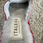 Italeau Fur Lined Tassel Accent Mule Size 38 1/2 Red Photo 3