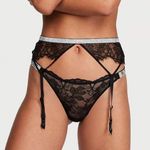 Victoria's Secret Victoria’s Secret Very Sexy Black Lace Shine Strap Garter Belt Size XS/S Photo 0