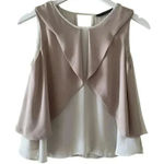 ZARA  Beige Tan Flutter Flowy Keyhole Closure Flowy Women’s Blouse SZ XS #1692 Photo 0