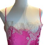 Victoria's Secret Victoria Secret Slip Mini Dress SZ Med Pink with White Lace Cami Nighty Party Photo 2