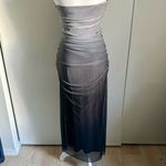 ZARA Strapless Gray to Black Ombre Formal Special Occasion Ruched Maxi Dress Photo 5